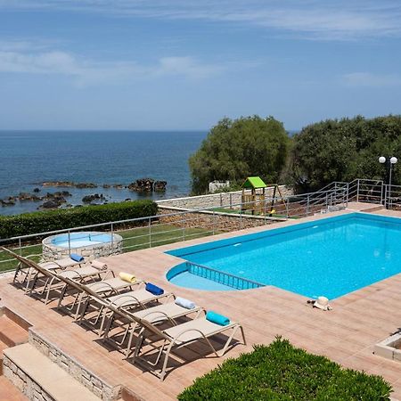 Beachfront Family Villa Katerina With Private Pool, Playground, Bbq & Amazing Sea Views! Petres  Bagian luar foto