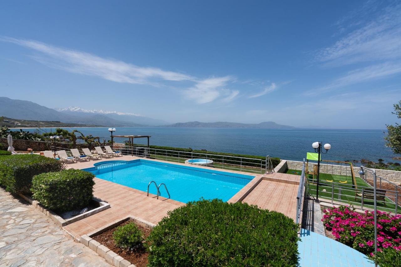 Beachfront Family Villa Katerina With Private Pool, Playground, Bbq & Amazing Sea Views! Petres  Bagian luar foto